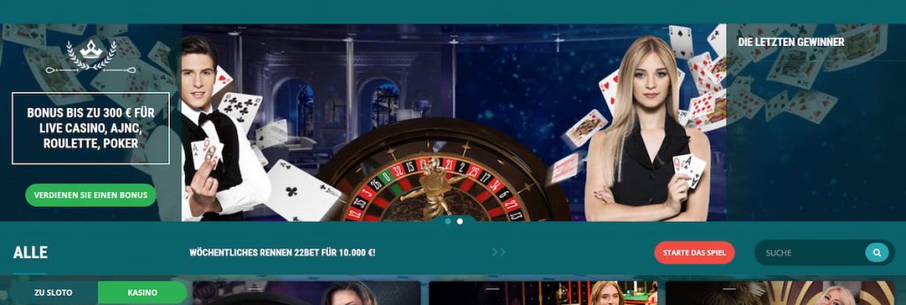 22bet Online Casino ohne Verifizierung