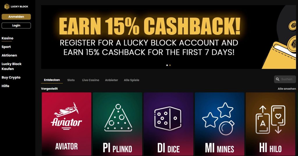 LuckyBlock Online Casino ohne Registrierung